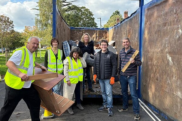 A group of Lib Dem campaigners helping at the Mega Skip
